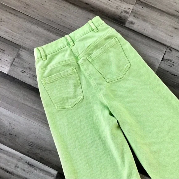 Urban Outfitters ‘Lena’ High Rise Wide Leg Pants in Lime - Picture 7 of 10